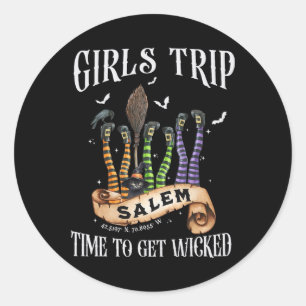 Retro Girls Trip Salem Time To Get Salem 1692 Hall Classic Round Sticker