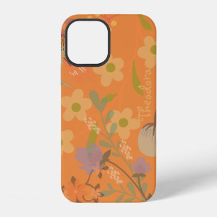 Retro Girly Abstract Gold Leaf Colourful Flower iPhone 12 Case