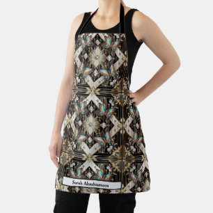 Retro Girly Art Deco Rainbow Butterfly Apron