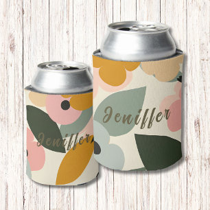 Retro Girly Camo Military Modern Monogram Can Cooler