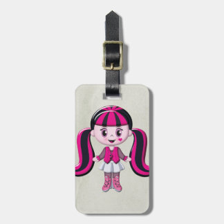 Retro Girly Monster Vampire Girl Luggage Tag