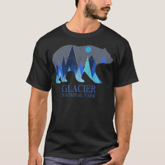 Retro Glacier Grizzly Bear Glacier National Park R T-Shirt