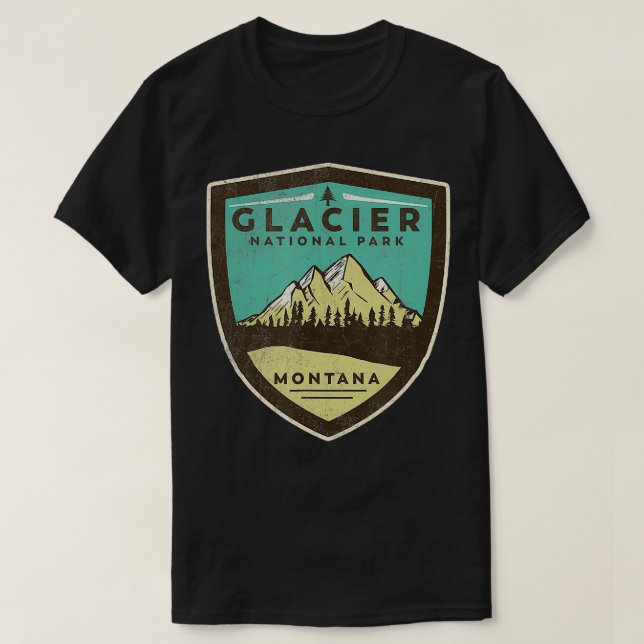 Retro Glacier National Park  Montana Mountains Bad T-Shirt (Design Front)