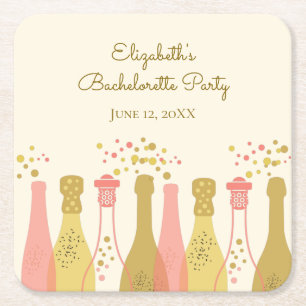Retro Glam 1960s Champagne Bachelorette Party Square Paper Coaster