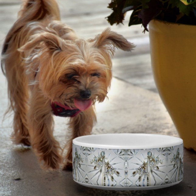 Retro Glam Art Deco Vintage Rhinestones pet Bowl (Creator Uploaded)