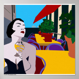 Retro Glam Multi-coloured Digital Afternoon Wine Poster