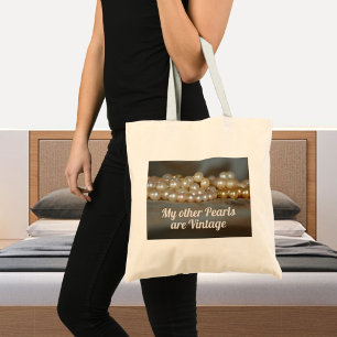 Retro Glam Pearls Tote Bag