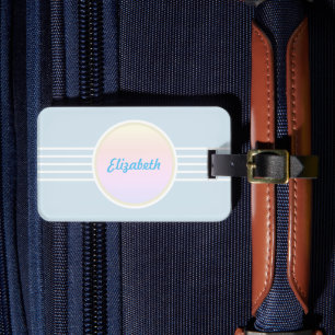 Retro Glam Personalized Ice Blue and Opal Luggage Tag