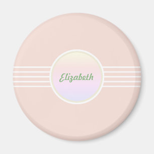 Retro Glam Personalized Pastel Coral Pink and Opal Magnet