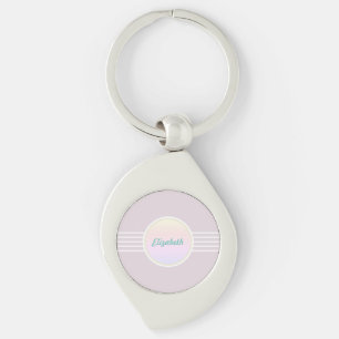Retro Glam Personalized Pink and Opal Keychain
