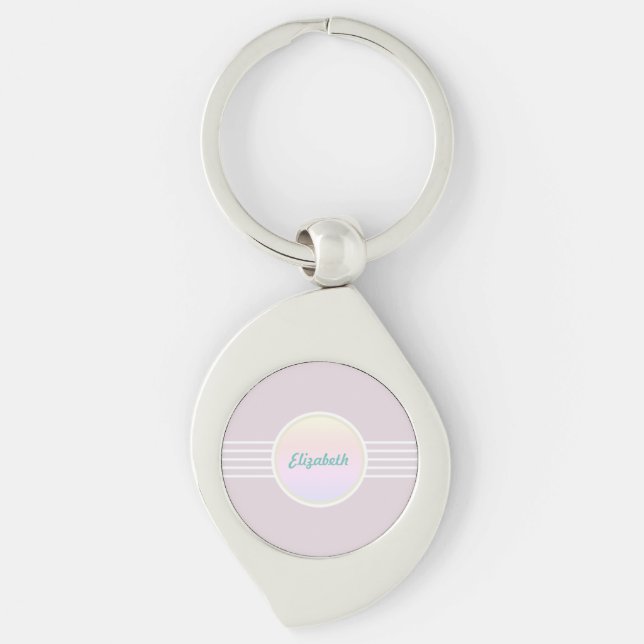 Retro Glam Personalized Pink and Opal Keychain (Front)