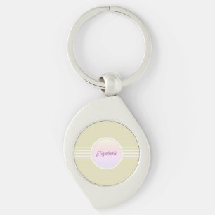 Retro Glam Personalized Shimmering Gold and Opal Keychain