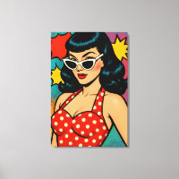 Retro Glam Pop Art Woman in Cat-Eye Sunglasses