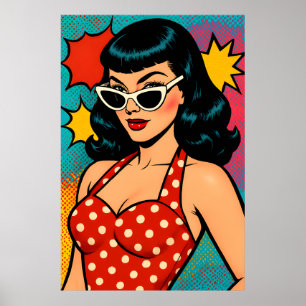 Retro Glam Pop Art Woman in Cat-Eye Sunglasses Poster
