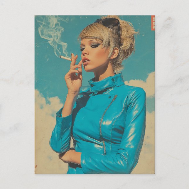 Retro Glam Smoking Fashion Postcard (Front)