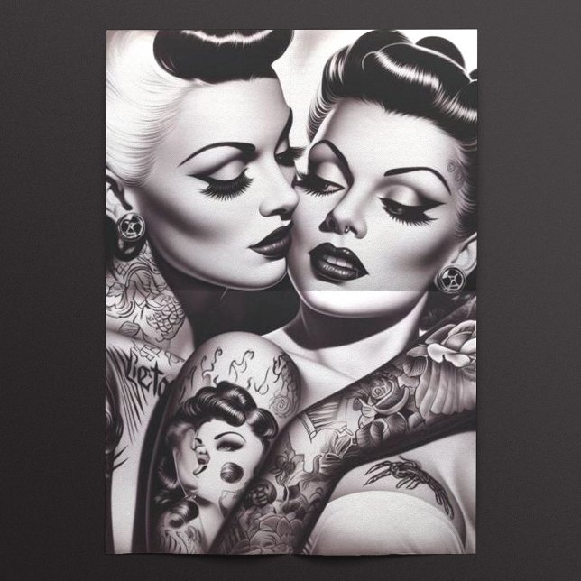 Retro Glam Tattoo Girls Tissue Paper (Creator Uploaded)