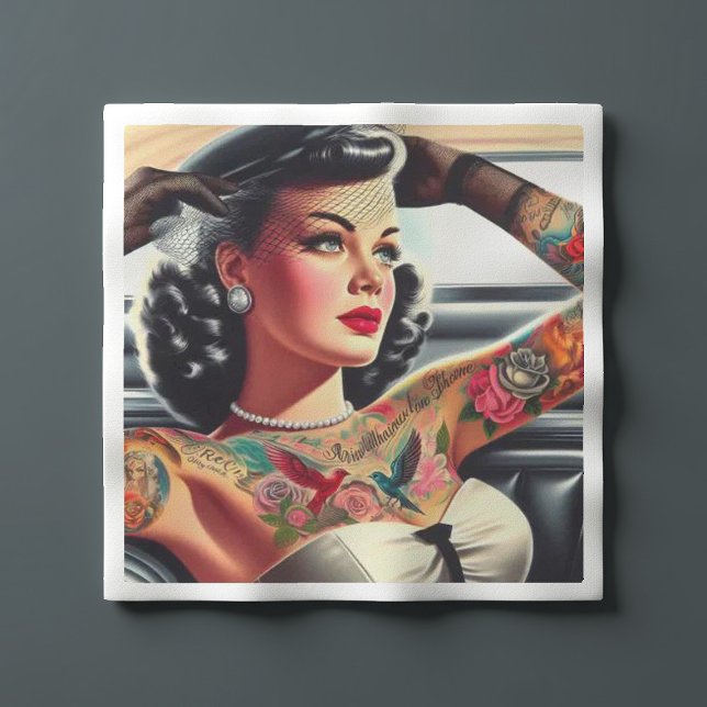Retro Glam Tattooed Pin-up Napkin (Creator Uploaded)