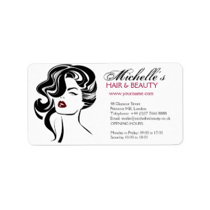 Retro Glamour Black White Beauty Girl Hair Styling Label