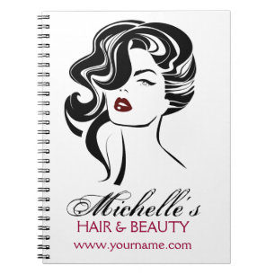 Retro Glamour Black White Beauty Girl Hair Styling Notebook