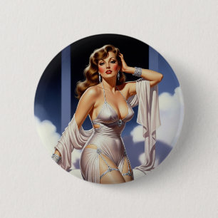 Retro Glamour Girl 40's 2 Inch Round Button
