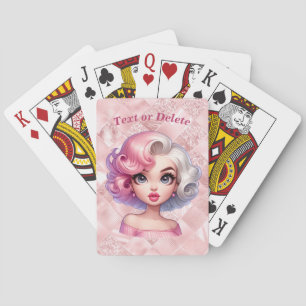 Retro Glamour Girl Animated Cute Cartoon Beauty Playing Cards