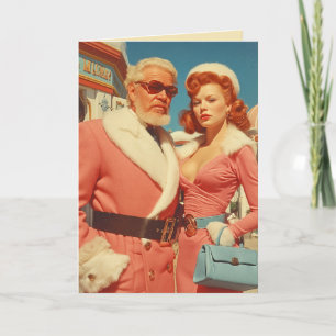 Retro Glamour Winter Couple Style Holiday Card
