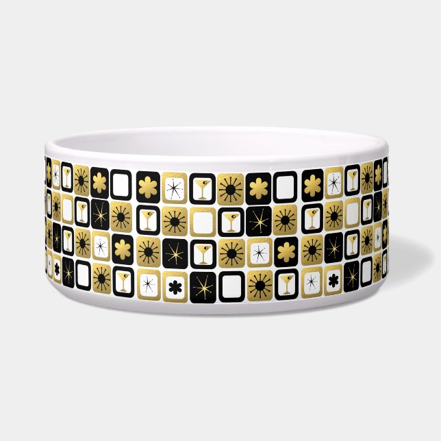 Retro Glamourous Gold Ceramic Pet Bowl (Front)