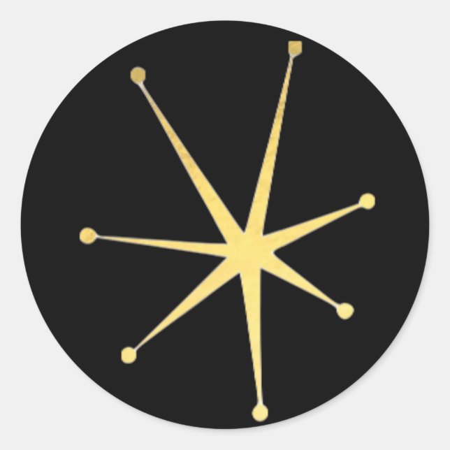 Retro Glamourous Gold Impressionist Star Stickers (Front)