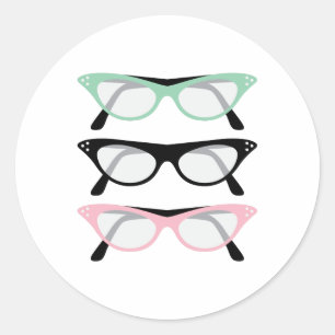 Retro Glasses Classic Round Sticker