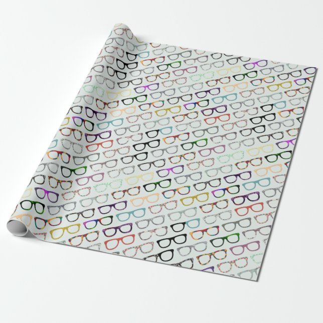 Retro Glasses Hipster Wrapping Paper (Unrolled)