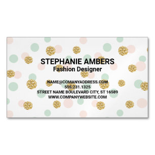 Retro Glitter Confetti   Polka Dot Magnetic Business Card