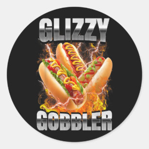 Retro Glizzy Gobbler Hotdog Bootleg Meme Hot Dog Classic Round Sticker