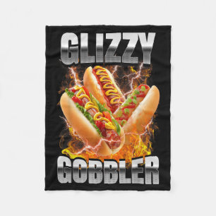 Retro Glizzy Gobbler Hotdog Bootleg Meme Hot Dog Fleece Blanket