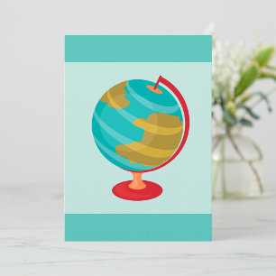 Retro Globe Illustration Vintage Earth Map  Invitation