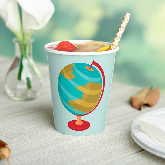 Retro Globe Illustration Vintage Earth Map  Paper Cups (Creator Uploaded)