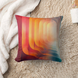 Retro Glow Arches – Abstract Mid-Century Throw Pillow