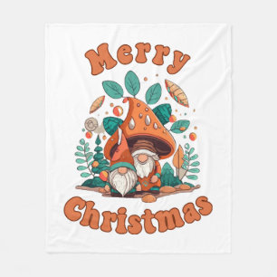 Retro Gnome Christmas Fleece Blanket