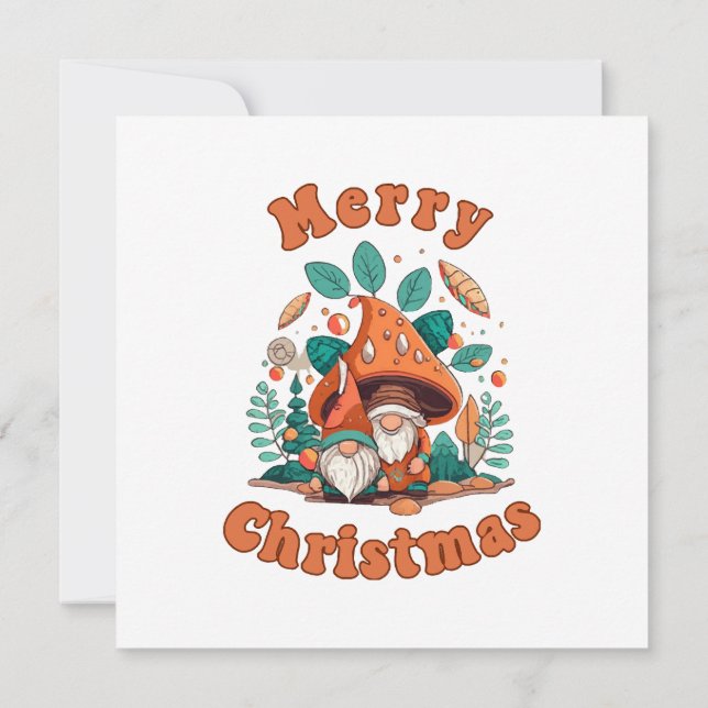 Retro Gnome Christmas Invitation (Back)