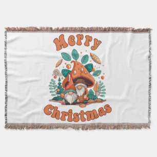 Retro Gnome Christmas Throw Blanket