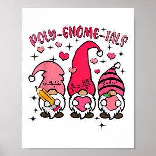Retro Gnome Math Teacher Valentines Day Poly Gnome Poster