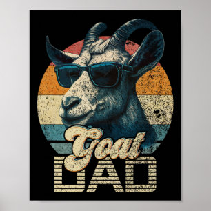 Retro Goat Dad Best Goat Daddy Funny Fathers Day Poster