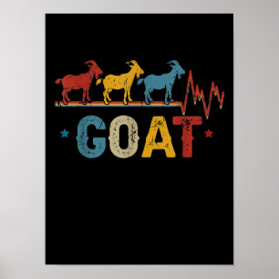 Retro Goat Heart Tee Xmas Valentines Day Gift Poster
