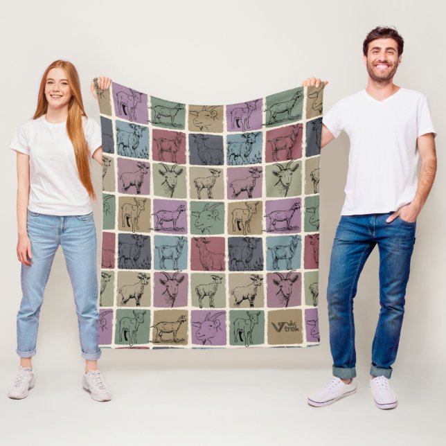 Retro Goat Lover Blanket Cozy Farm Animal for Gift (In Situ)