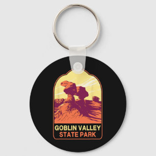 Retro Goblin Valley State Park Hiking Camping Trip Keychain
