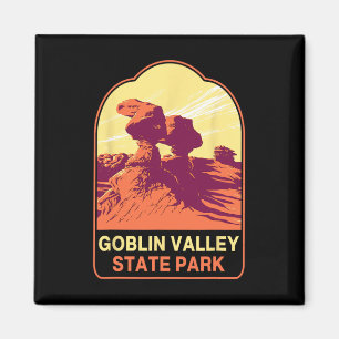 Retro Goblin Valley State Park Hiking Camping Trip Magnet