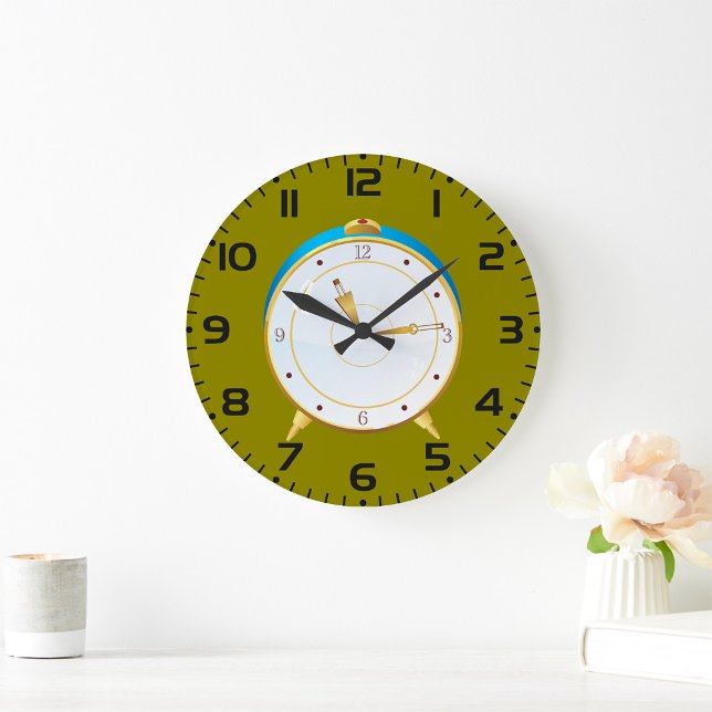 Retro Gold Alarm Clock with Blue Trim Timepiece  (Creator Uploaded)