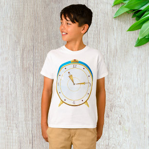 Retro Gold Alarm Clock with Blue Trim Timepiece T-Shirt