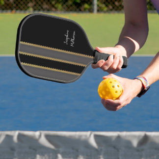 Retro Gold, Black and Grey personalize with Name Pickleball Paddle