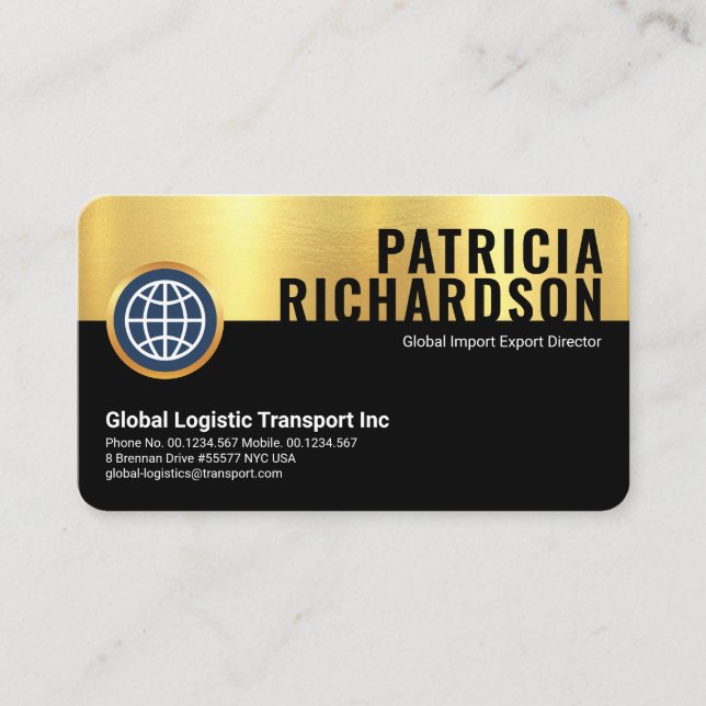 Retro Gold Black Layers CEO Business Card (Front)