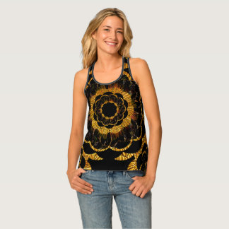 Retro Gold Black Mandala by Sequin Dreams Studio Tank Top